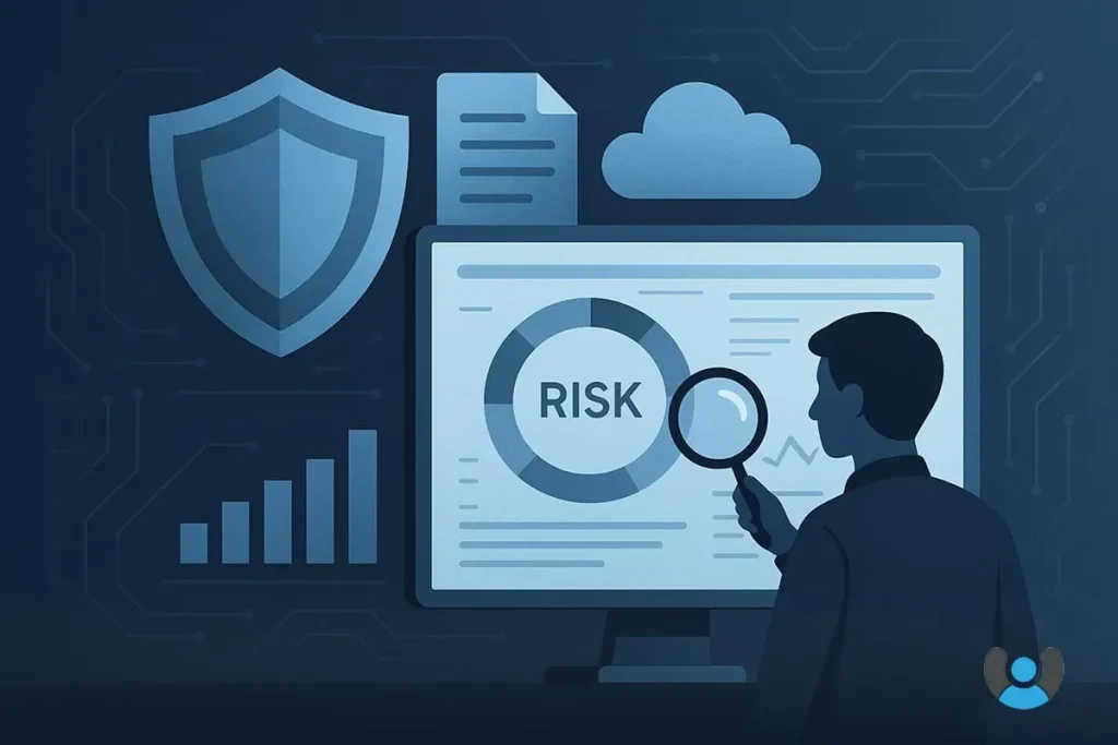 نماد لایههای حفاظتی امنیت اطلاعات، ارزیابی ریسک و مدیریت دادهها در سازمان