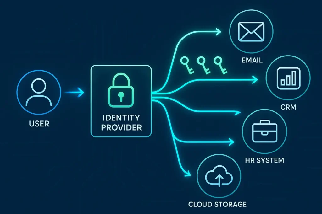 نمایش تصویری عملکرد احراز هویت مرکزی SSO برای دسترسی یکپارچه