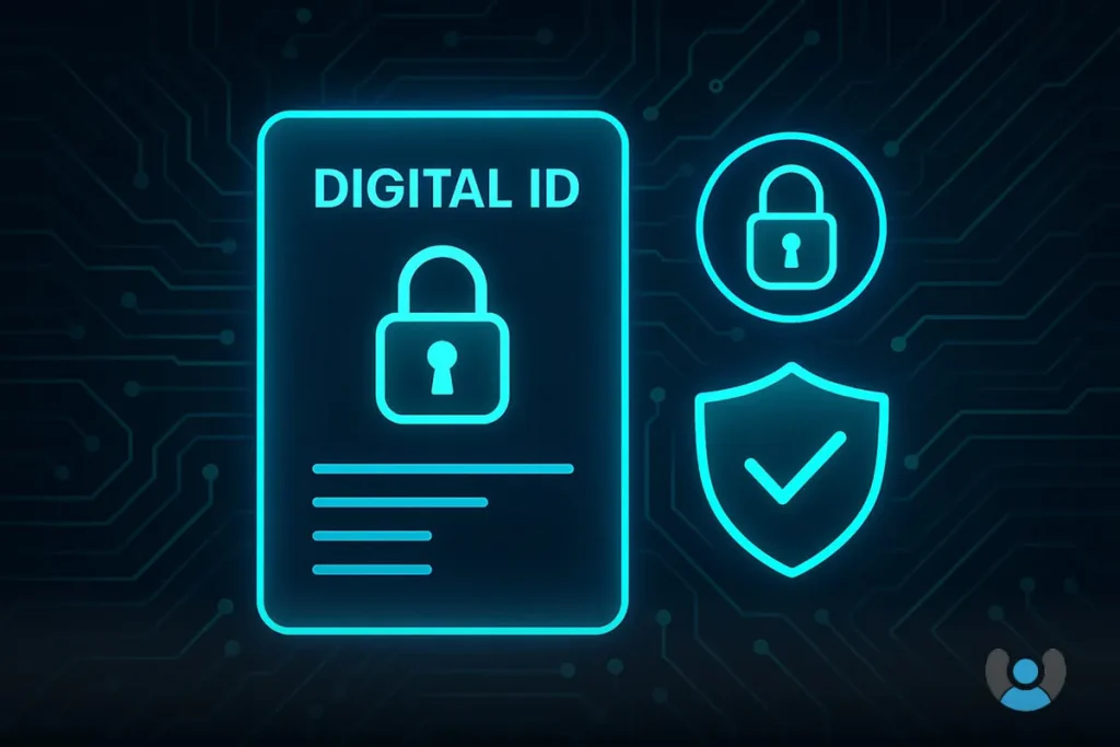 مفهوم هویت دیجیتال مدرن با عناصر احراز هویت و امنیت سایبری