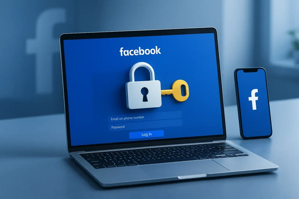 صفحه ورود امن به فیسبوک با کلید امنیتی و موبایل؛ neshane.co – سهولت و امنیت ورود بدون پسورد