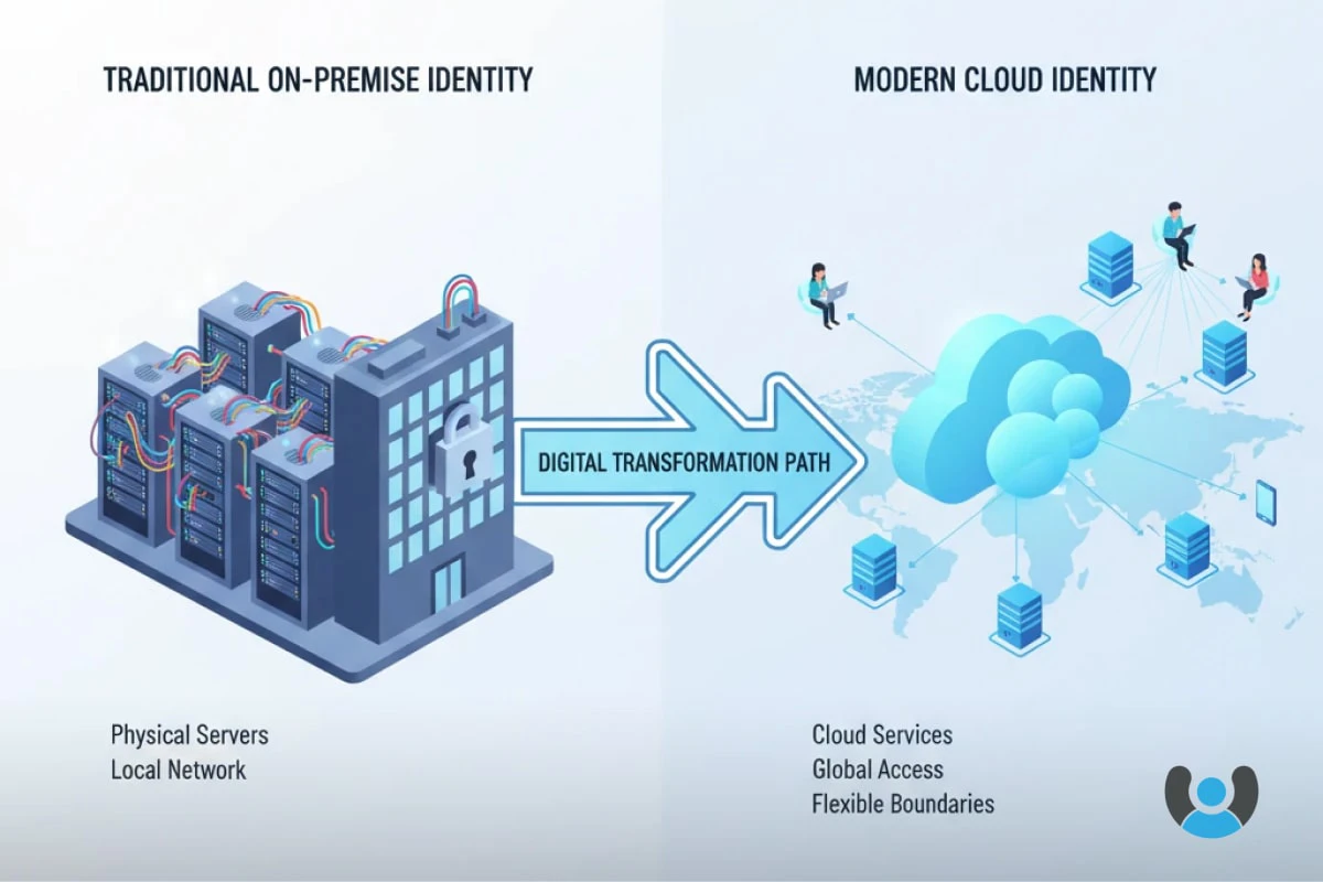 نمای کلی معماری هویت ابری با نمایش لایههای مختلف امنیتی و سرویسها