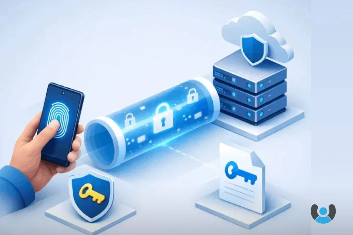 دیاگرام فنی عملکرد Passwordless Authentication سازمانی و پروتکل FIDO2