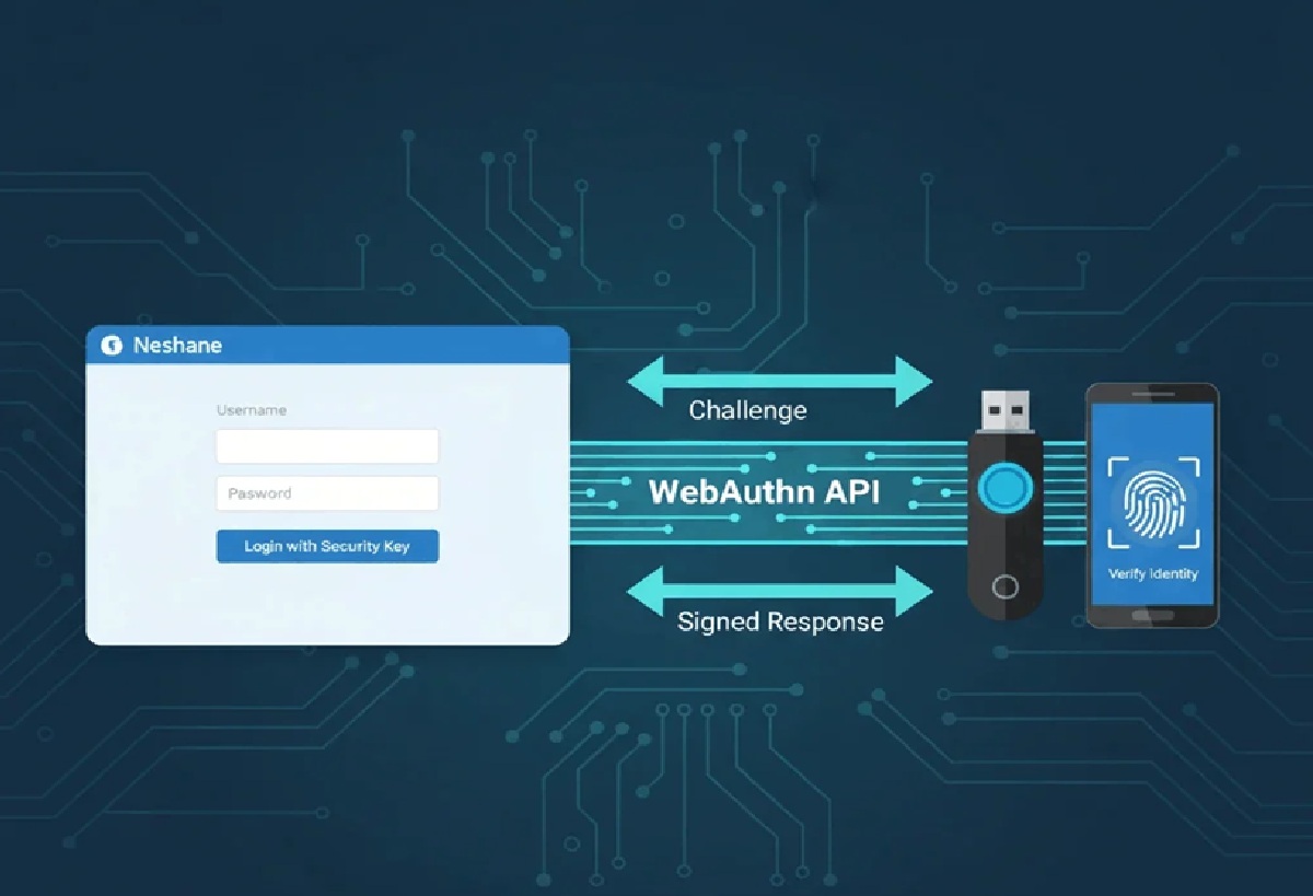 اگرام فنی نحوه عملکرد احراز هویت وب با WebAuthn و ارتباط مرورگر با توکن