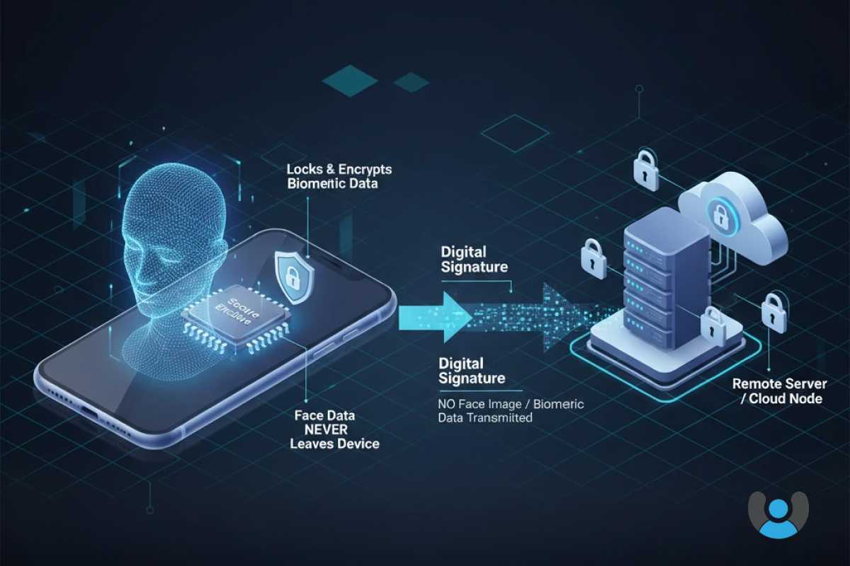 دیاگرام امنیت دادهها در احراز هویت بیومتریک سازمانی مبتنی بر FIDO